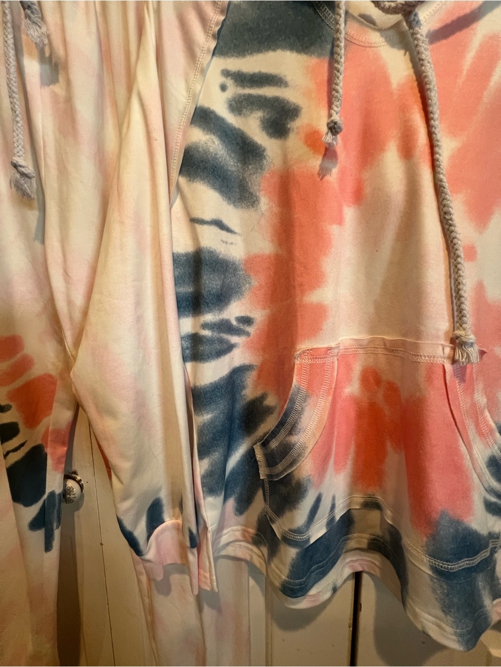 2Pc Tie-Dye Hoodie & Jogger Set in Pink and Blue - Picture 3 of 11